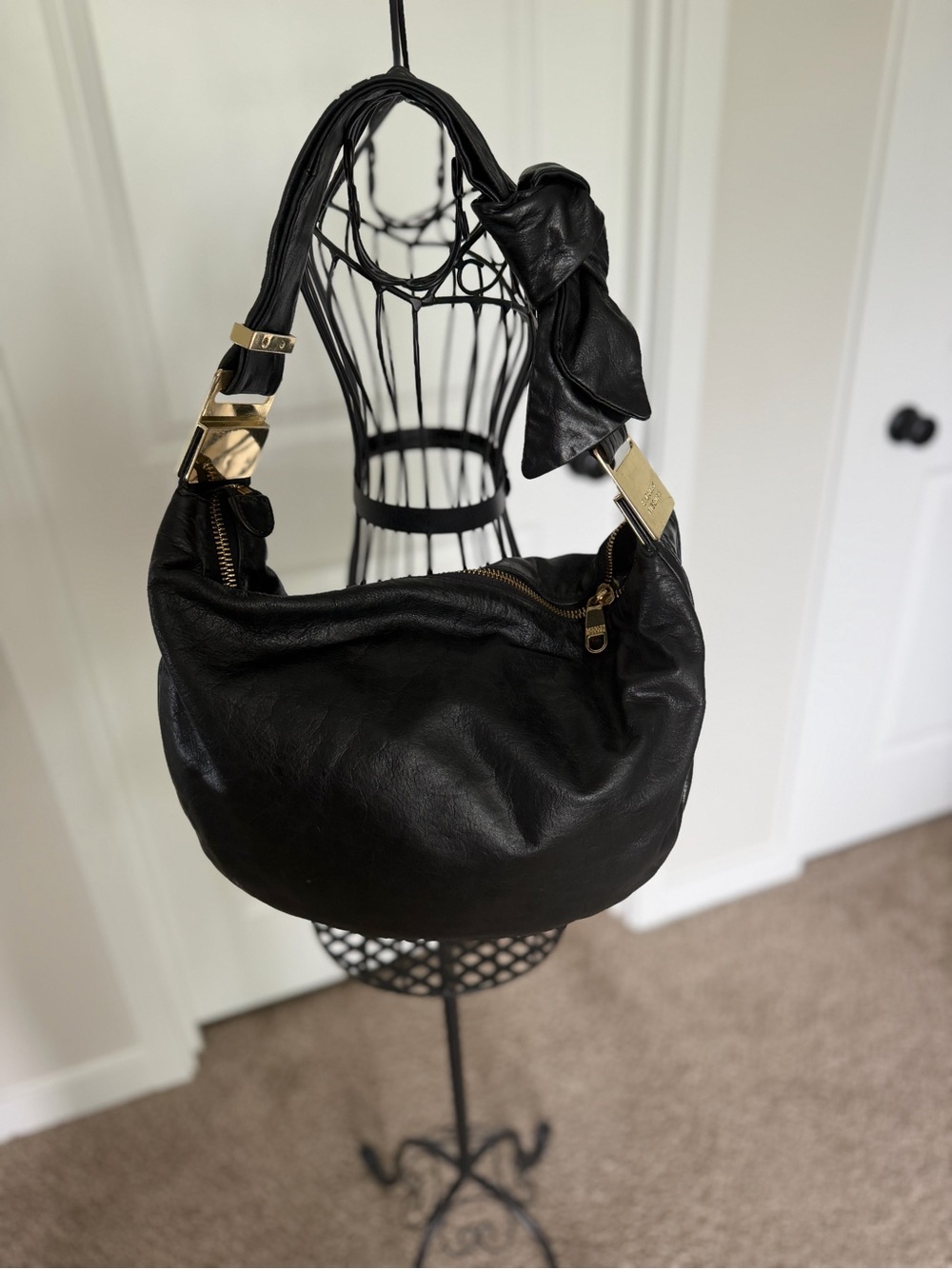 Badgley Mischka Black Hobo with Gold Accents